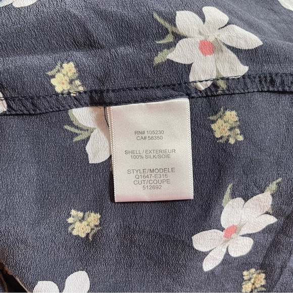 Equipment Dress Button Silk Floral Long Sleeves Casual Cottagecore Blue Large - Picture 8 of 10